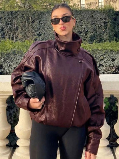 Snugsy™ Collar Faux Leather Jacket