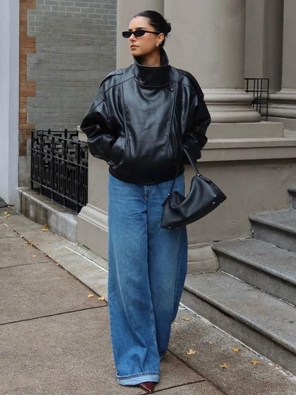 Snugsy™ Collar Faux Leather Jacket