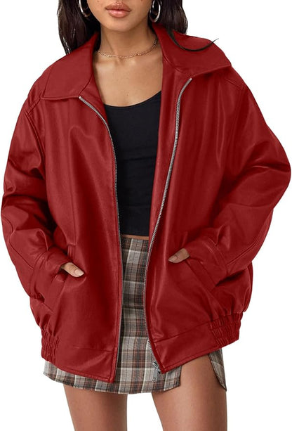 Snugsy™ Oversized Faux Leather Jacket