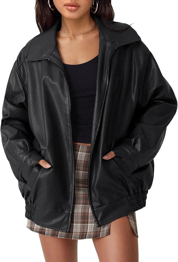 Snugsy™ Oversized Faux Leather Jacket