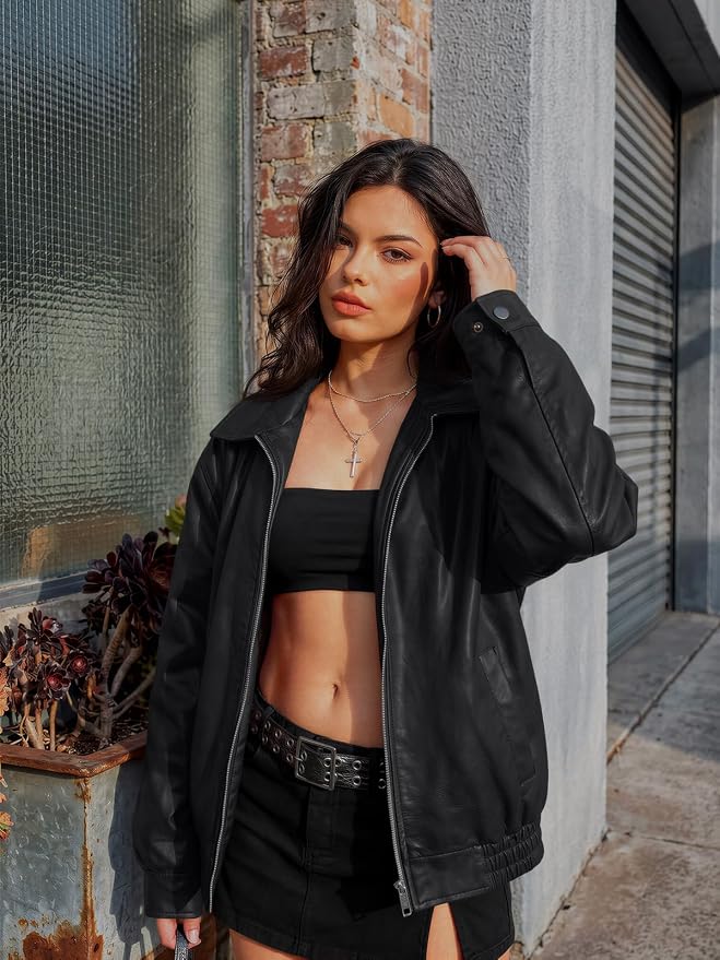 Snugsy™ Oversized Faux Leather Jacket