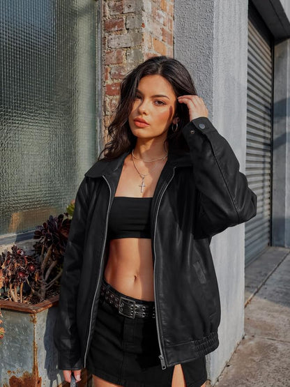 Snugsy™ Oversized Faux Leather Jacket