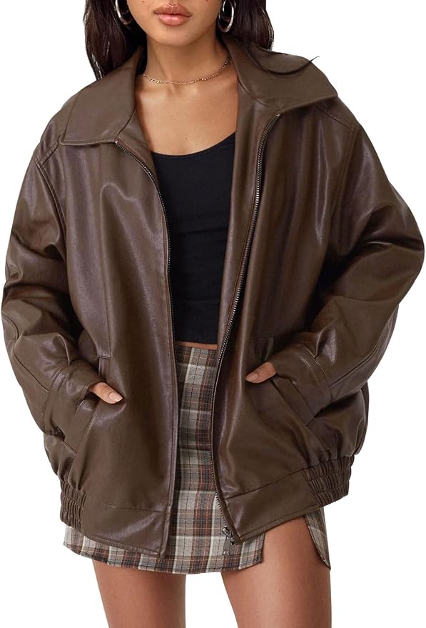 Snugsy™ Oversized Faux Leather Jacket