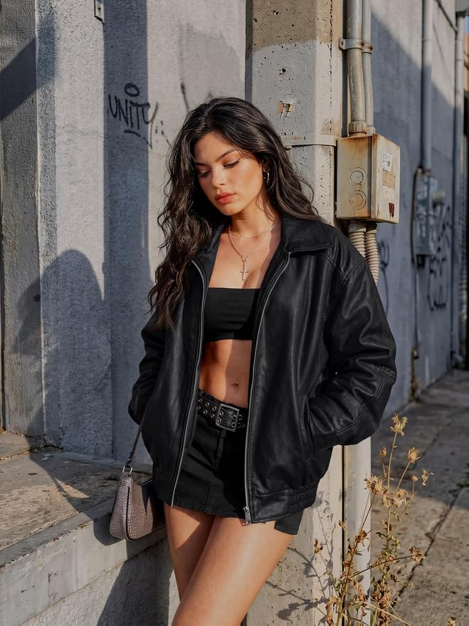 Snugsy™ Oversized Faux Leather Jacket
