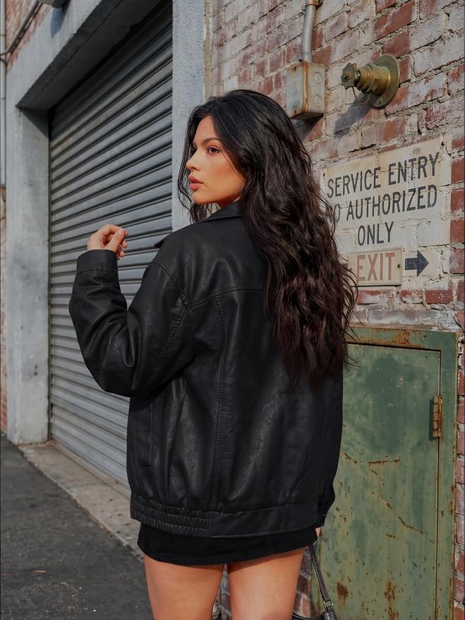 Snugsy™ Oversized Faux Leather Jacket