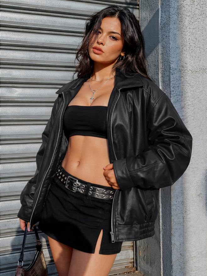 Snugsy™ Oversized Faux Leather Jacket