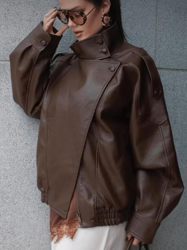Snugsy™ Collar Faux Leather Jacket