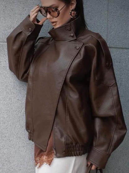 Snugsy™ Collar Faux Leather Jacket