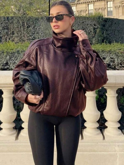 Snugsy™ Collar Faux Leather Jacket